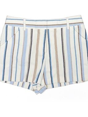 DREW White Shorts with Blue and Tan Stripes